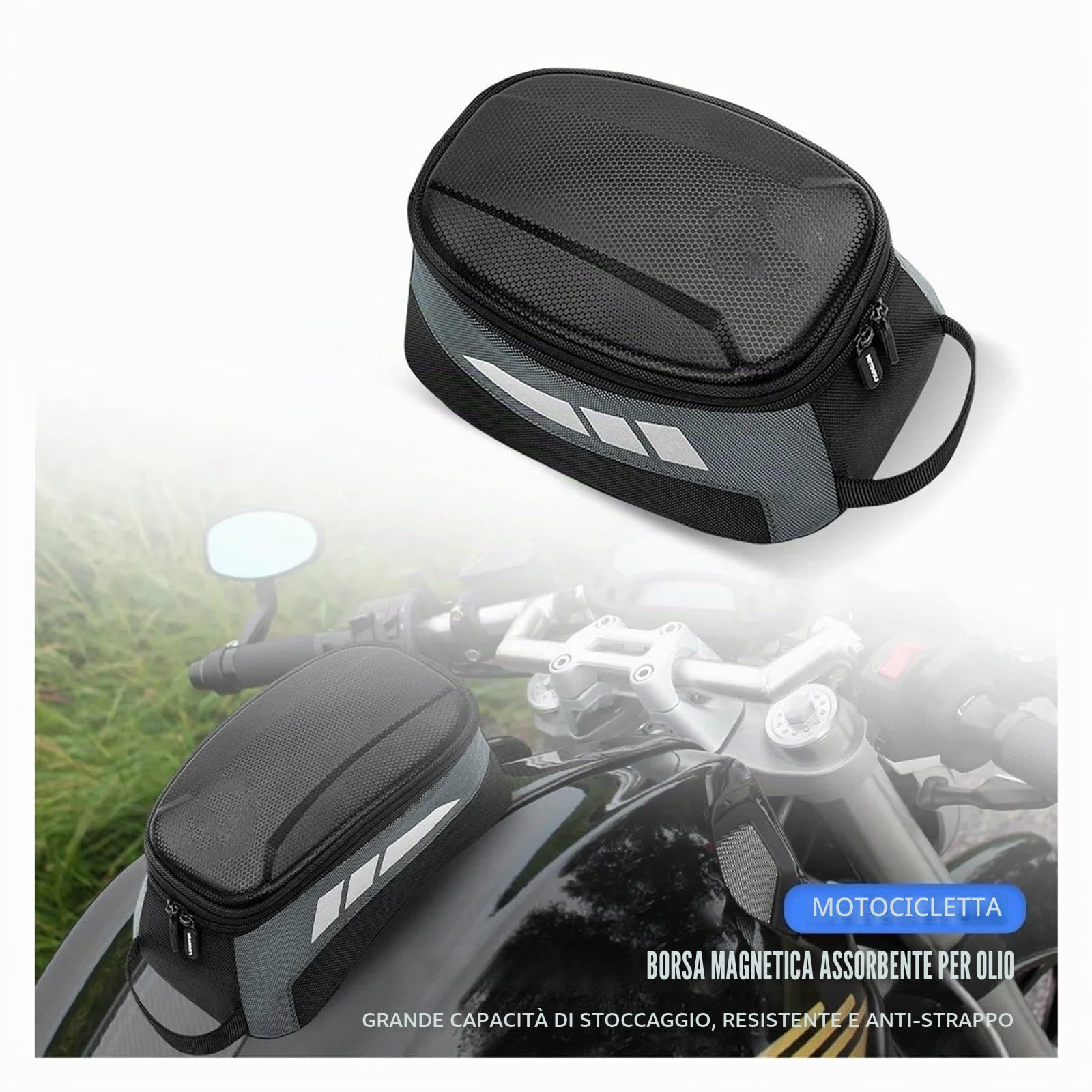 Moto Selle Bagagli Borsa Da Serbatoio Magnetica Per Moto In EVA Con Guscio Rigido Per Carburante E Olio 4,5 L Portatile Per Carte Telefono E Attrezzi Universale Nera Coppia Borse Laterali