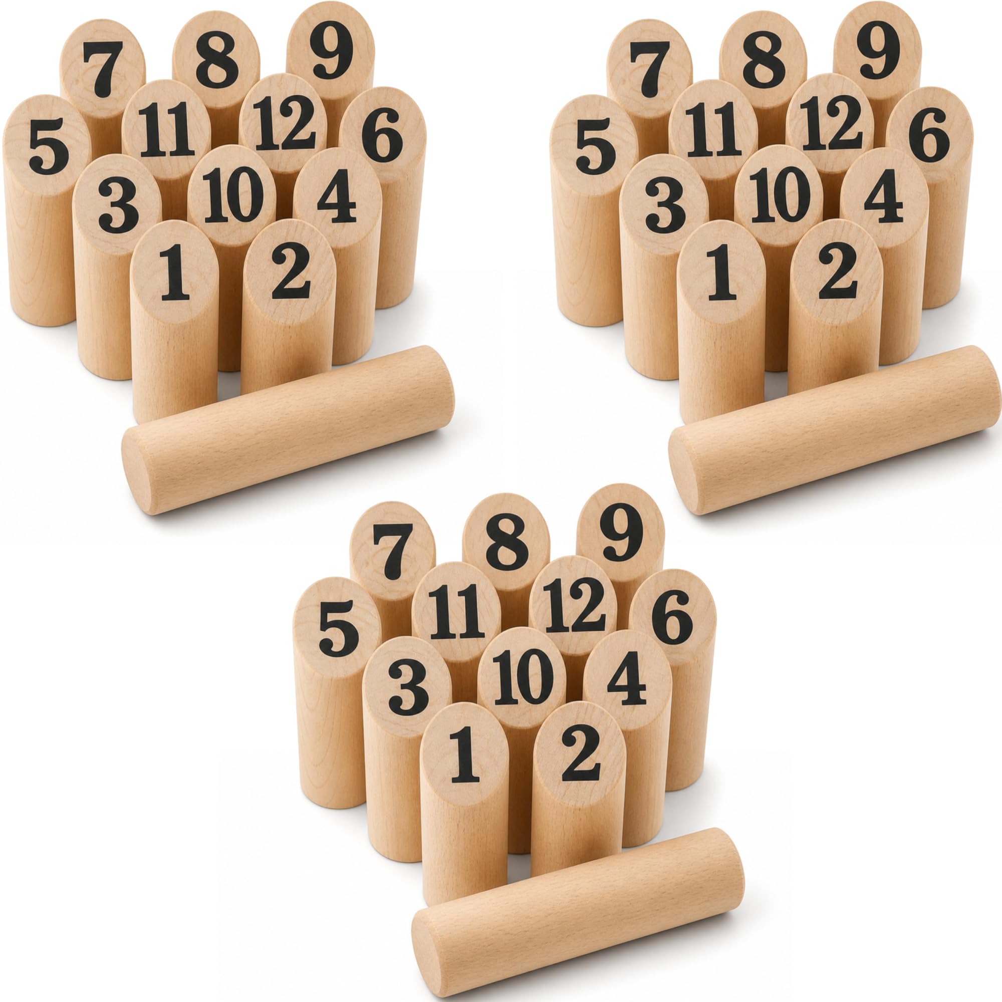GRENADINE BOUTIQUE Jeu de Quilles Nordiques Bois, Lot 12 Quilles (Lot de 3)