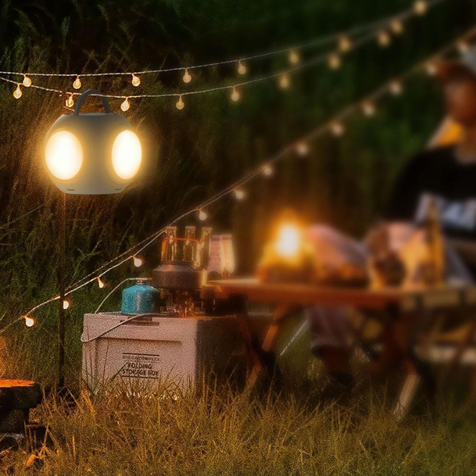 Lanterna da campeggio pieghevole ricaricabile, power bank da 10.000 mAh, luce LED portatile per tenda con 5 modalità di illuminazione, luce bianca calda, neutra e rossa per
