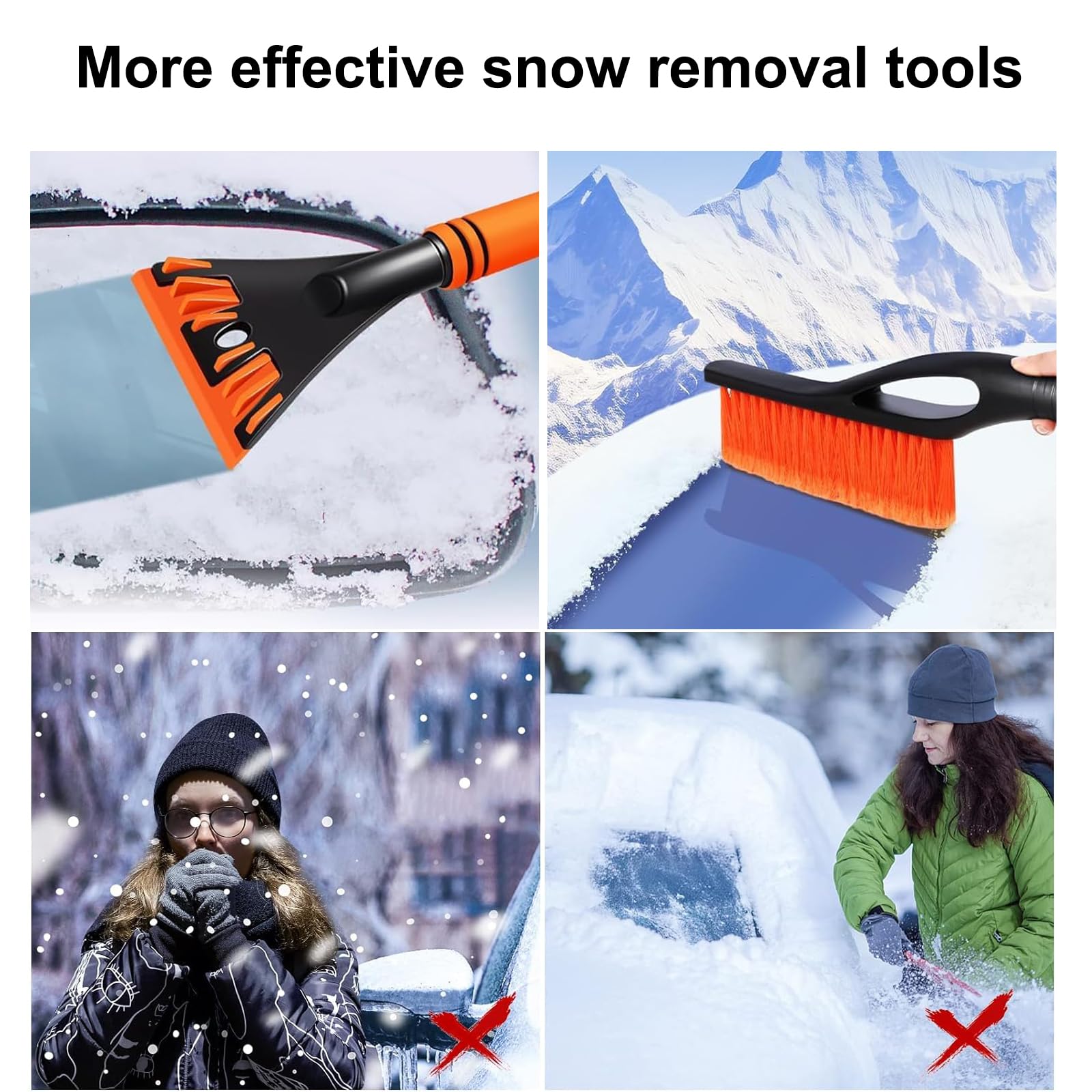 Spazzola E Raschietto 2 In 1 Per Ghiaccio E Neve Auto - Impugnatura Morbida, Smontabile, Lunghezza 67 Cm
