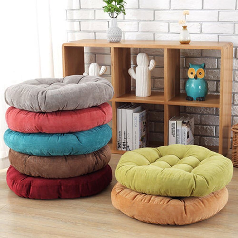 NZTQDR Round Corduroy Floor Pillow Chair Cushion Tatami Style Futon Pad Window Pad Yoga Mat 22x22-inches,Coffee