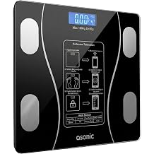 Asonic Ak ll  Dijital Bluetooth Bask l - 180 kg Kapasite, V cut Analiz  zellikli, Temperli Cam, Siyah