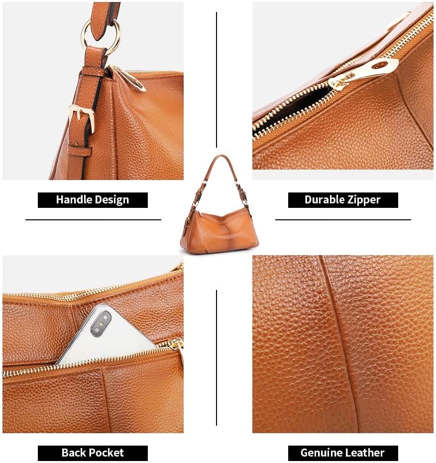 Kattee Soft Leather Hobo Handbags for Women, Genuine Top Handle Bags Vintage Shoulder Purses - Image 6
