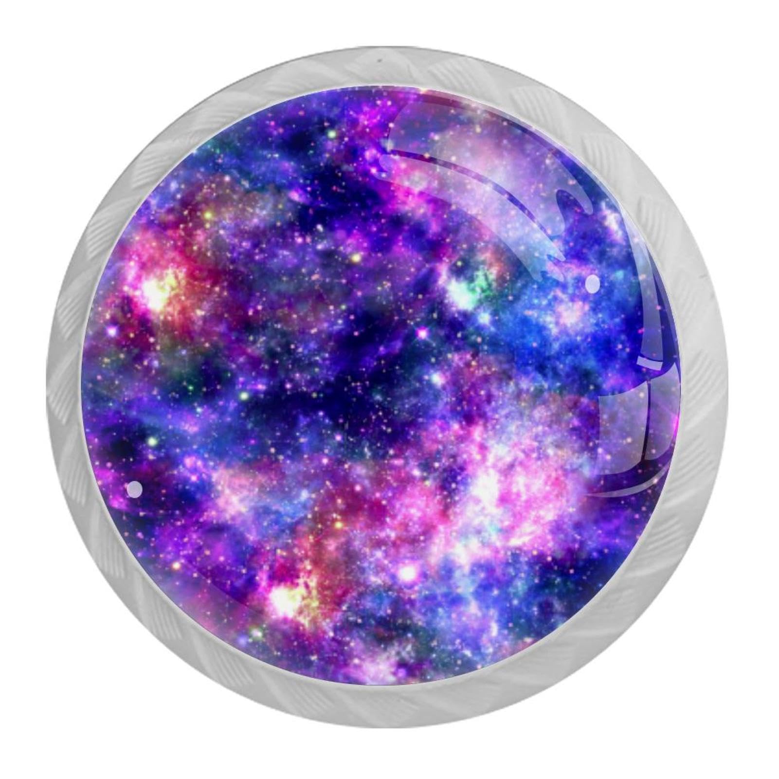 Tqmspg 4 Pieces Drawer Pulls Purple Starry Sky Door Knobs Dresser Handles for Kitchen Wardrobe Cupboard Hardware Furniture