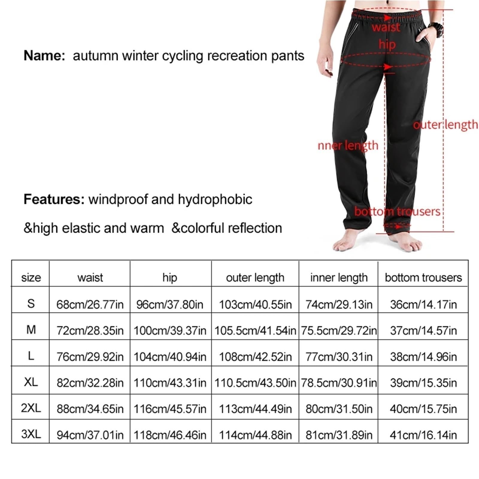 Pantalones de Ciclismo Otoño Invierno Motociclismo Camping Esquí Deportes Hidrofóbico Polar Cálido Alto Elástico Hombres