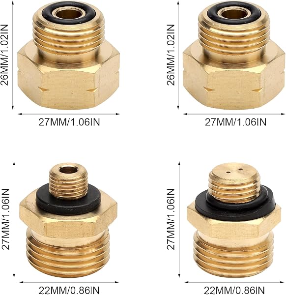 Adattatore bombola gas Set di 4 pezzi di kit europeo adattatori bombole gas adattatori per bombole del gas Realizzato in ottone per collegare i regolatori di pressione alle bombole di gas straniere - 2
