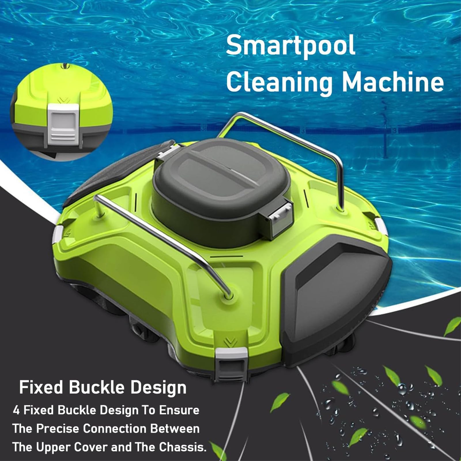 Pulitore automatico per piscine, senza fili, con navigazione intelligente, per piscine fuori terra e in terra, efficiente e facile da usare, ideale per tutti i tipi di piscina