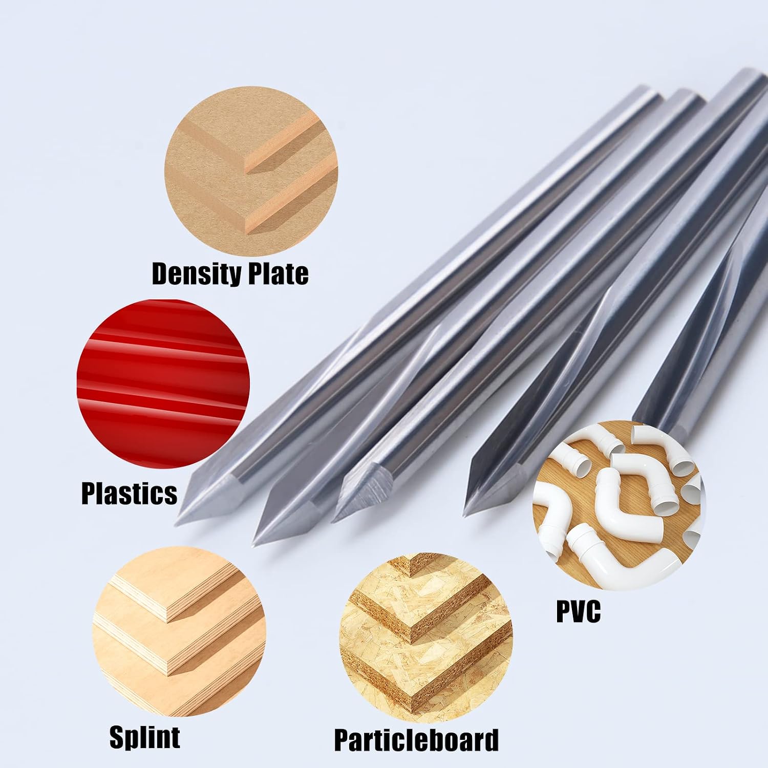 Suреr Bіg Clеаrаnсе! HUHAO 5PCS CNC Engraving Bits, 60 Degree V Bits with 2-Flute Straight Groove 1/8Shank 0.1mm Tip Carbide Tools