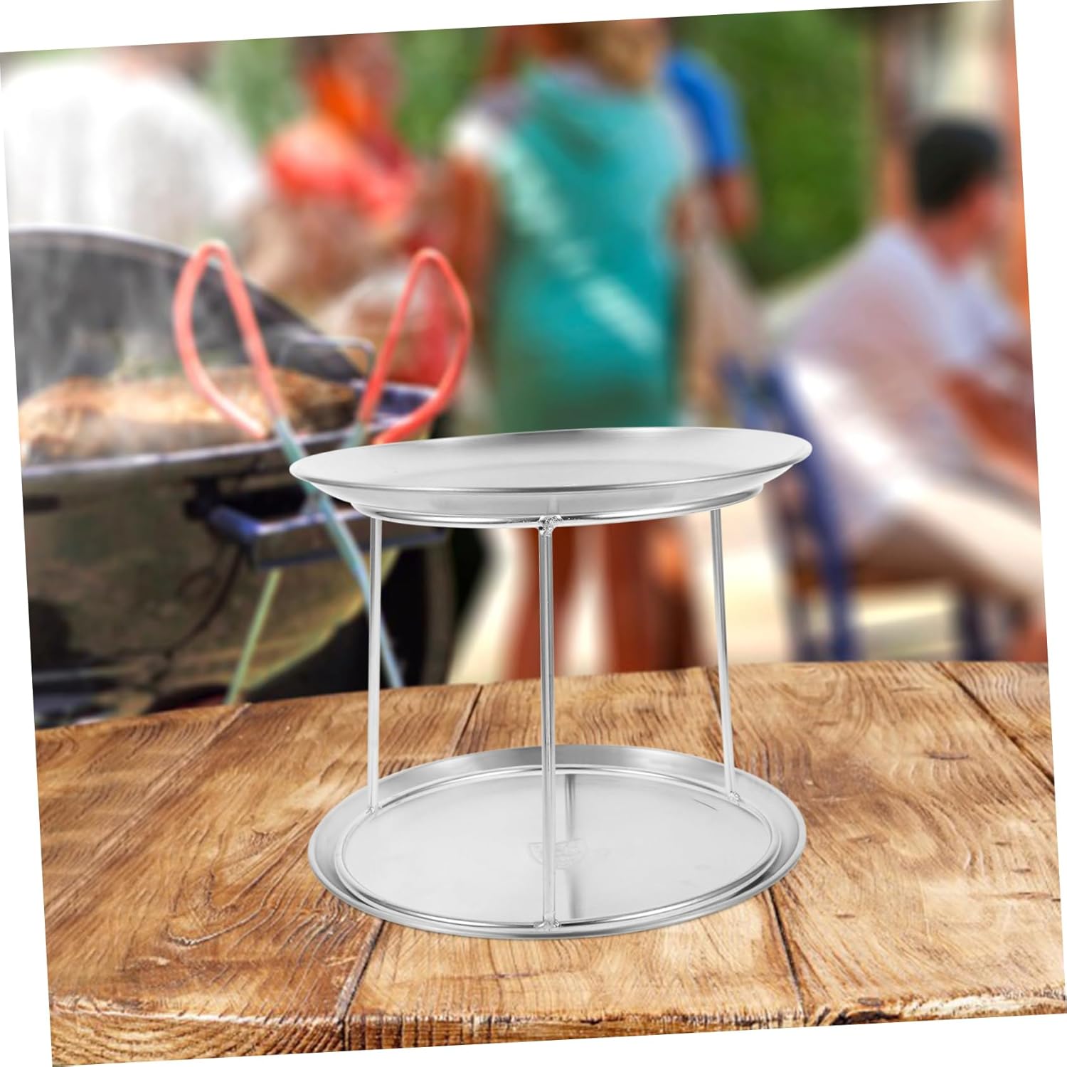 GANAZONO Stainless Steel Seafood Tray Rack 3pcs Plate Rack Restaurant Pizza Plate Stand Food Tray Holder Desktop