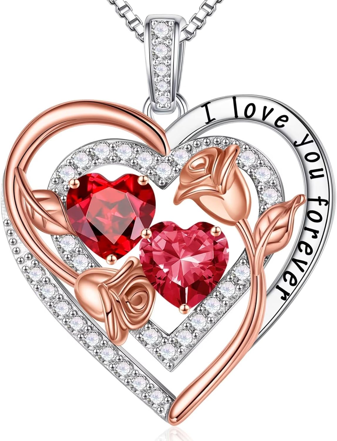 Iefil Valentines Day Gifts for Her - Sterling Silver Birthstone Necklace Anniversary Birthday Gifts for Her Wife Mom Daughter