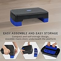 Vista 4 de Fitvids Aerobic Step Platform Trainer with Adjustable 2-Level Risers, 400 Pound Weight Capacity – Non-Slip Exercise Stepper for Cardio, Strength