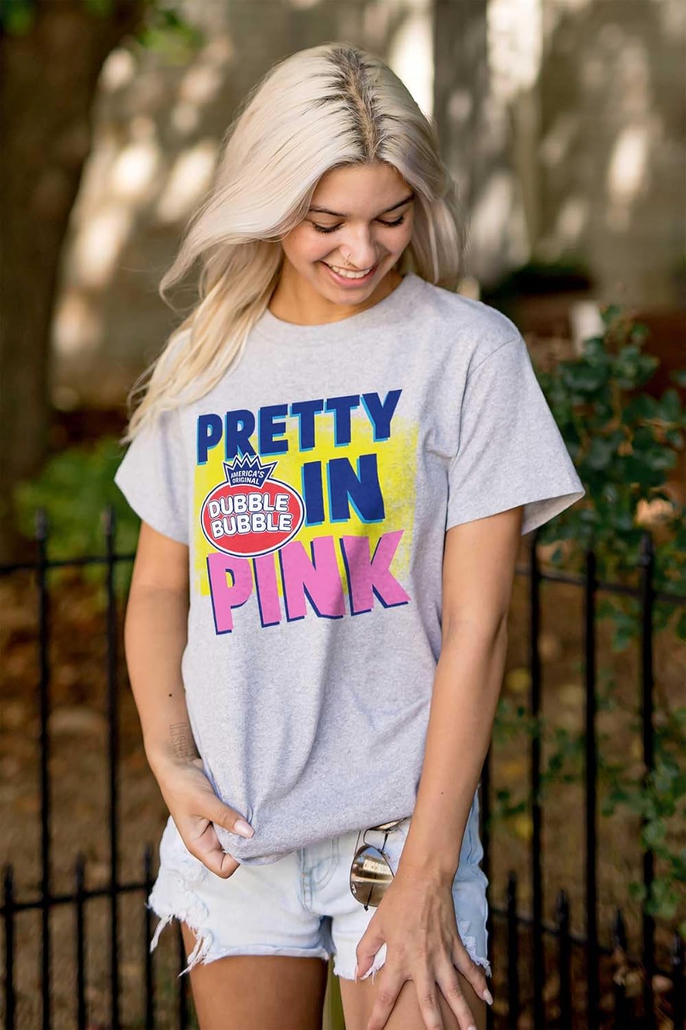 Pretty in Pink Dubble Bubble Logo Womens Graphic T Shirt Tees