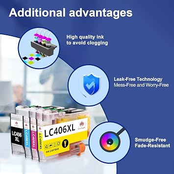 Toner Kingdom Compatible for LC406 LC406XL Ink Cartridges for Brother Printer Work with Brother MFC-J4335DW MFC-J5855DW MFC-J6555DW MFC-J6555DW MFC-J6955DW MFC-J4535DW Printer(High Yield,4-Pack)