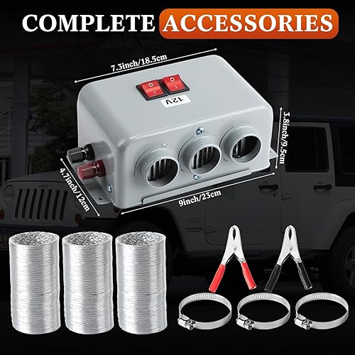 Miniatura 3 de Rossesay Kit de calentador de parabrisas de automóvil de 12 V, 600 W-800 W, 3 agujeros, kit de calentador de asiento eléctrico, calentador de