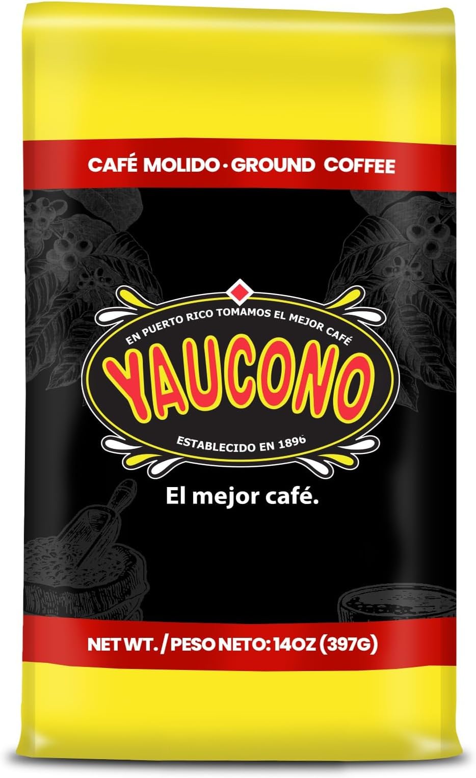 Yaucono Ground Coffee Bagged, Arabica Medium Roast, 14 Ounce (Pack of 1)