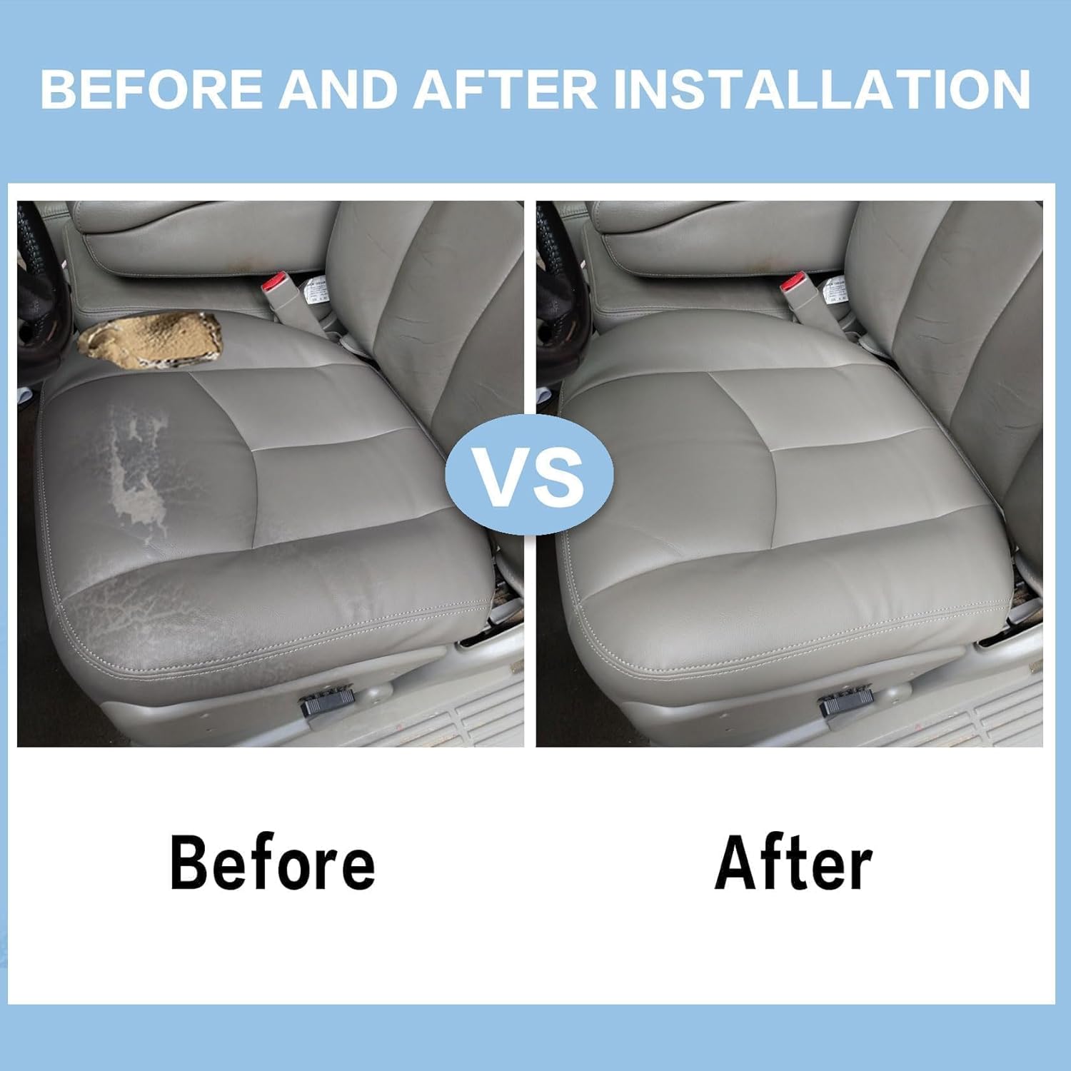 FZJDSD 2PCS Gray 922 Driver Side Bottom Microfiber Leather Replacement Seat Cover & Seat Foam Cushion Compatible with Chevy Silverado Tahoe Suburban Avalanche GMC Yukon Sierra 2003 2004 2005 2006 2007