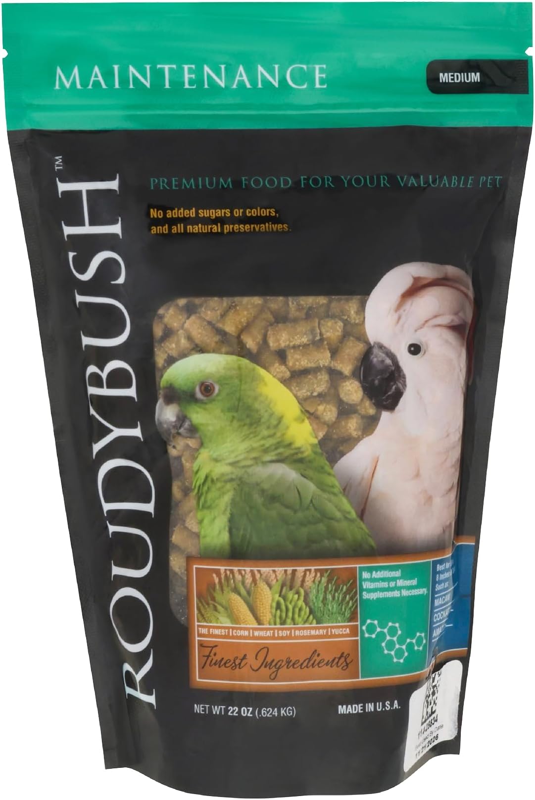 RoudyBush Daily Maintenance Bird Food, Medium, 22-Ounce, Green, 222MDDM