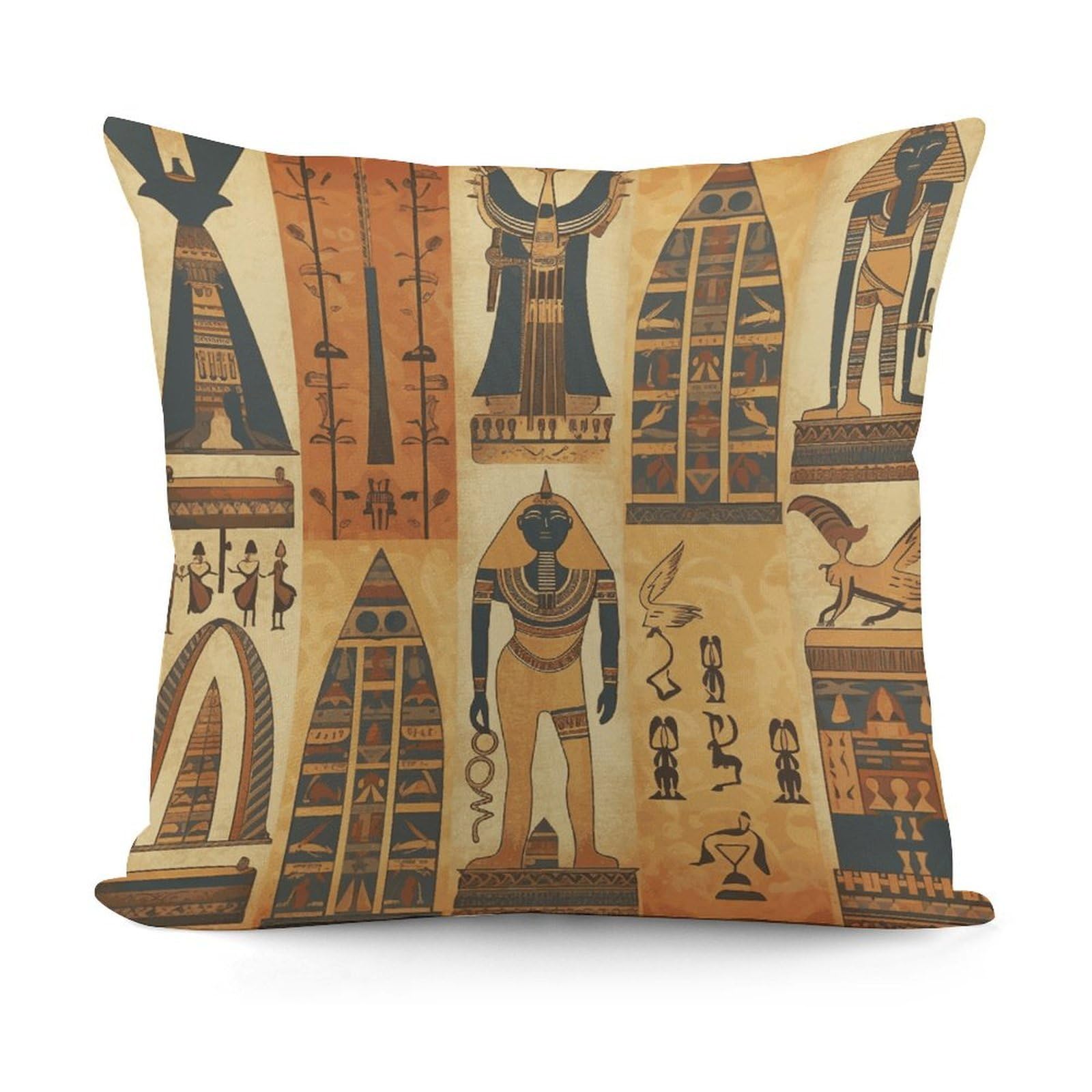 VstaDank Ancient Egypt Tribe Series Throw Pillow Covers 18x18 Inch Soft Couch Home Decor Cushion Cover Comfortable Plush Square Cushion Case Farmhouse Decorative Pillowcase for Living Couch