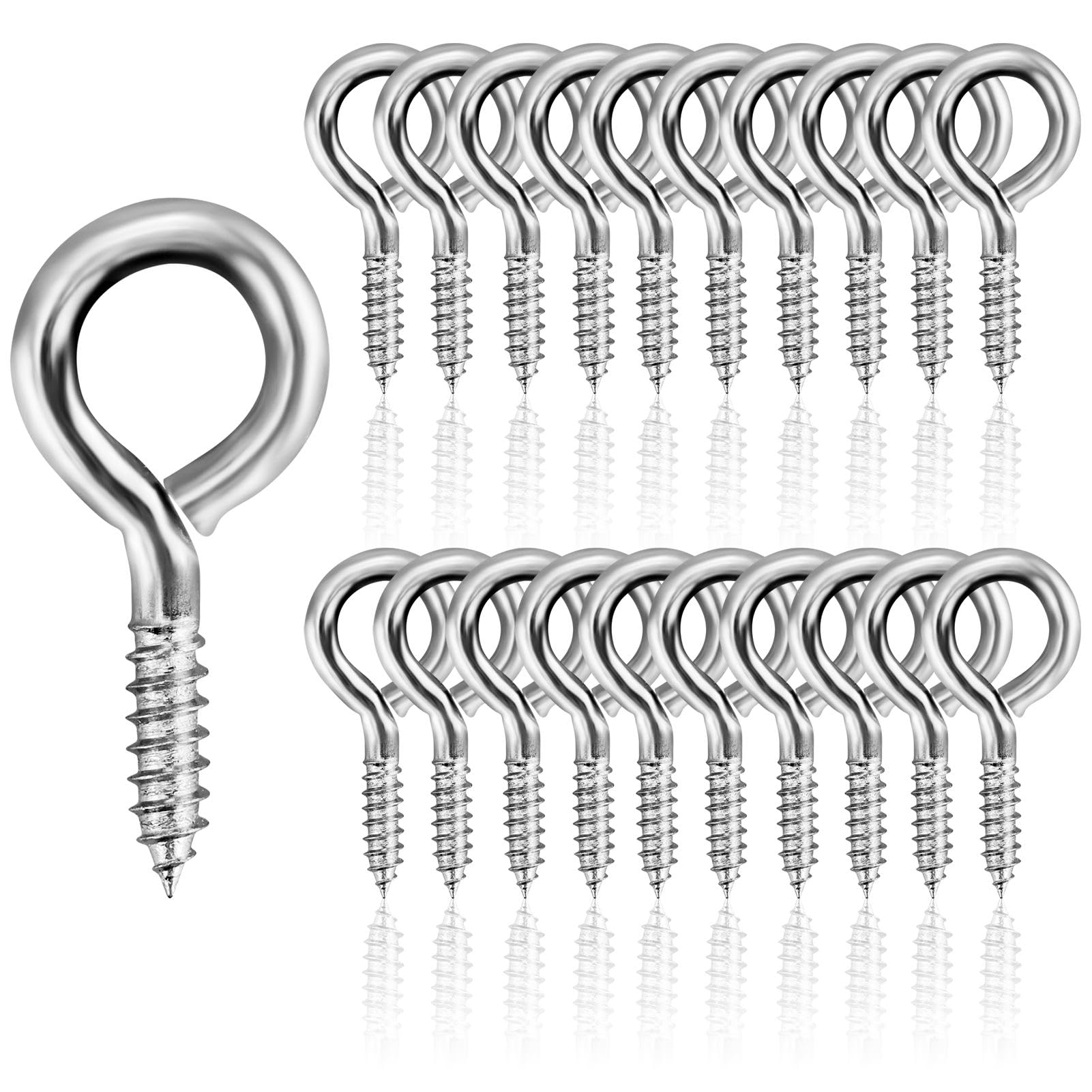 20 Pezzi viti con occhielli, viti a occhio, ganci a vite per legno, argento, per amache, tende da sole, sedie a dondolo, cavo fisso, luci sospese e cavi