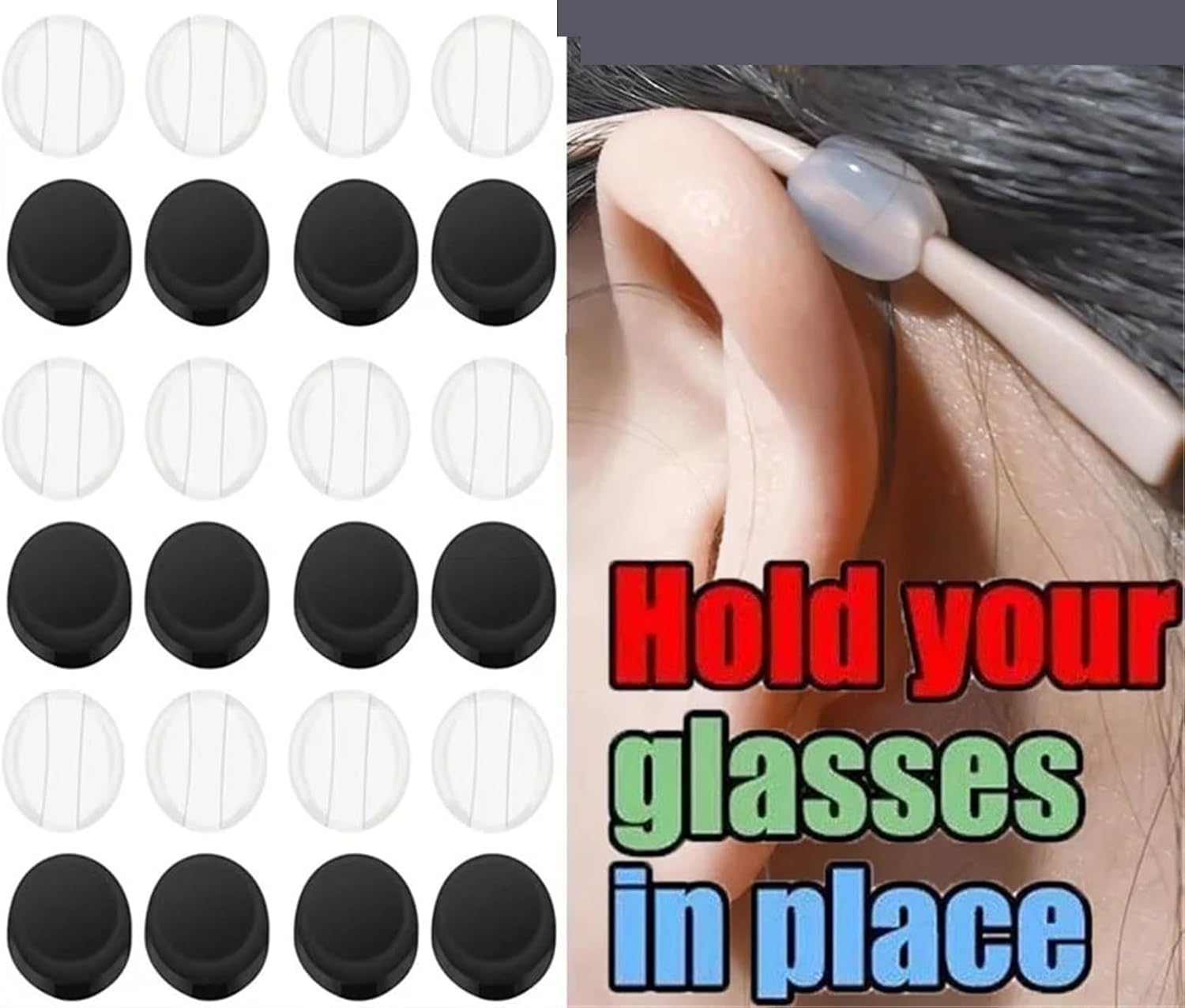 Glasses Ear Grip Anchor Glasses Ear Grip 50Pairs Silicone Anti-Slip Round Retainer Holder for Sports and Work