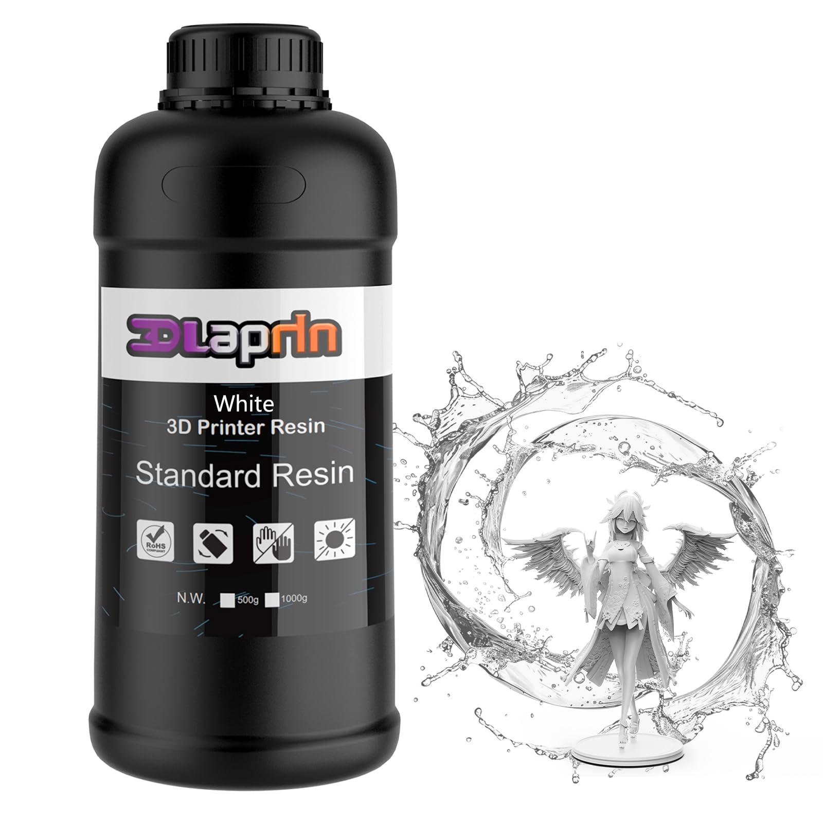 OLAPRIN 3D Printer Resin, Rigid Resin with Clear Details, Fast Curing, High Precision Resin, Compatible with More Than 90% LCD Light-Curing 3D Printers (White, 1kg)