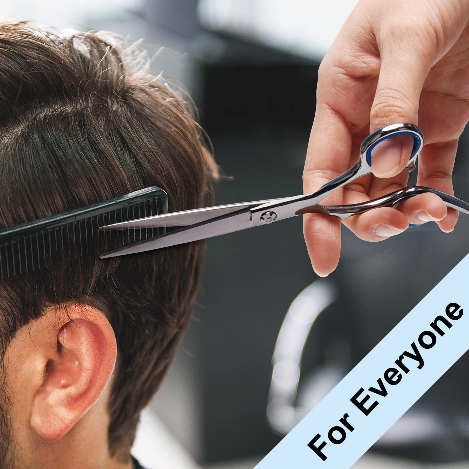 Tesouras de corte de cabelo de 16,5 cm - Tesoura de barbeiro de aço inoxidável com borda de barbear para salão e uso doméstico (rosa)