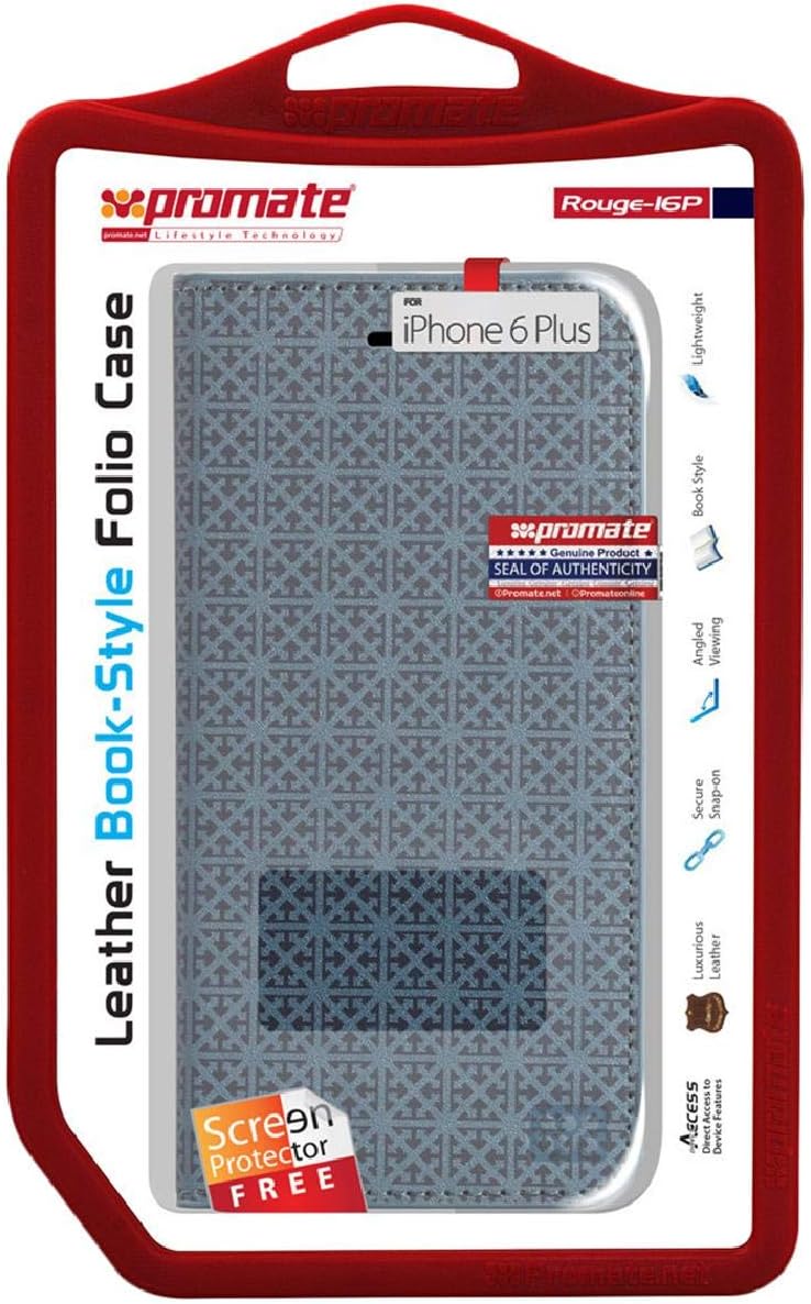 puromeito Leather bukkusutairuforio Case For Iphone 6 Plus/6S Plus () Protective Film with Rouge – i6p Blue