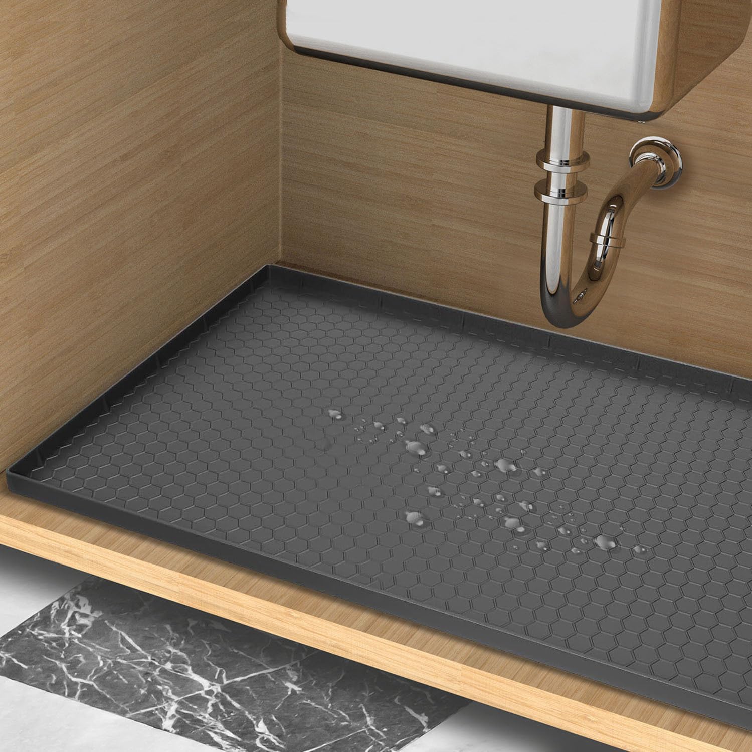 Amazon.com - Under Sink Mat, Kitchen Waterproof Cabinet Tray - 34" x 22