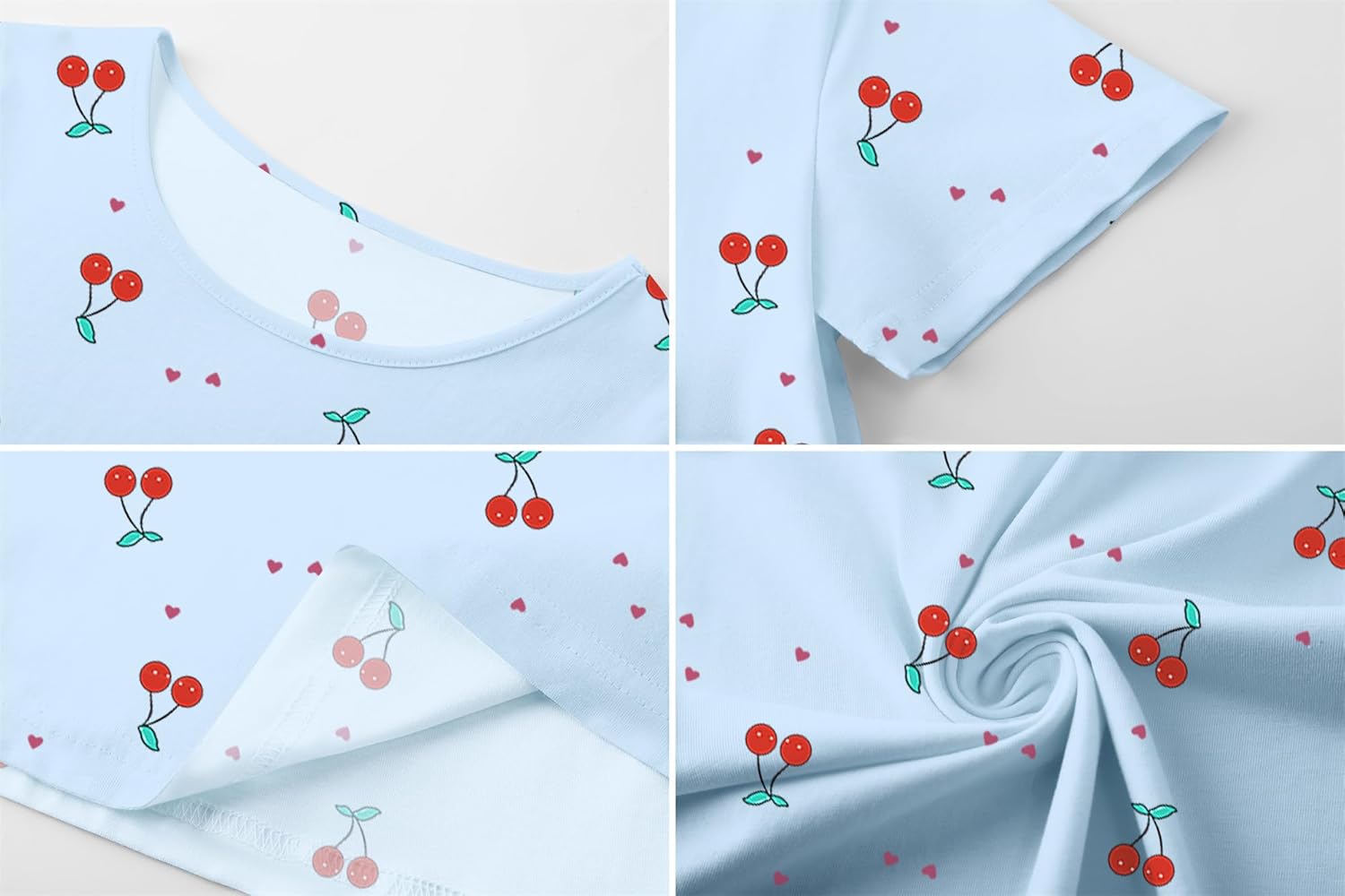 QZH.DUAO Girls Nightgowns 100% Cotton Short Sleeve Sleep Shirts Nightdress Sleepwear 5-14 - Image 6