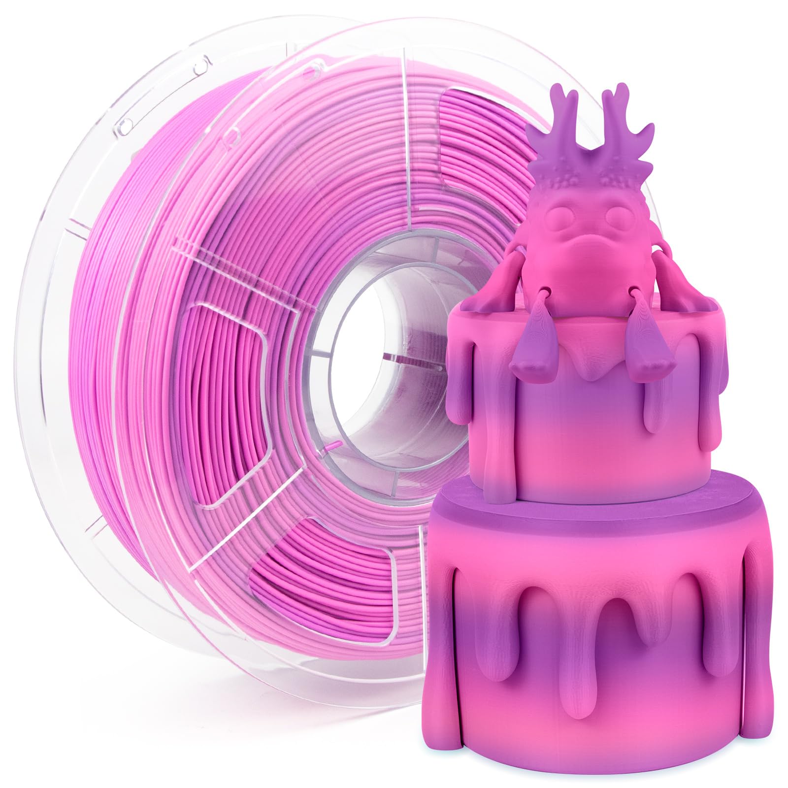 iSANMATE Matte PLA Filament 1.75mm, Rainbow Multicolor Change 3D Printer Filament, Macaron Gradient Filament 1KG/Spool, Dimensional Accuracy +/- 0.02 mm (Pink Purple)