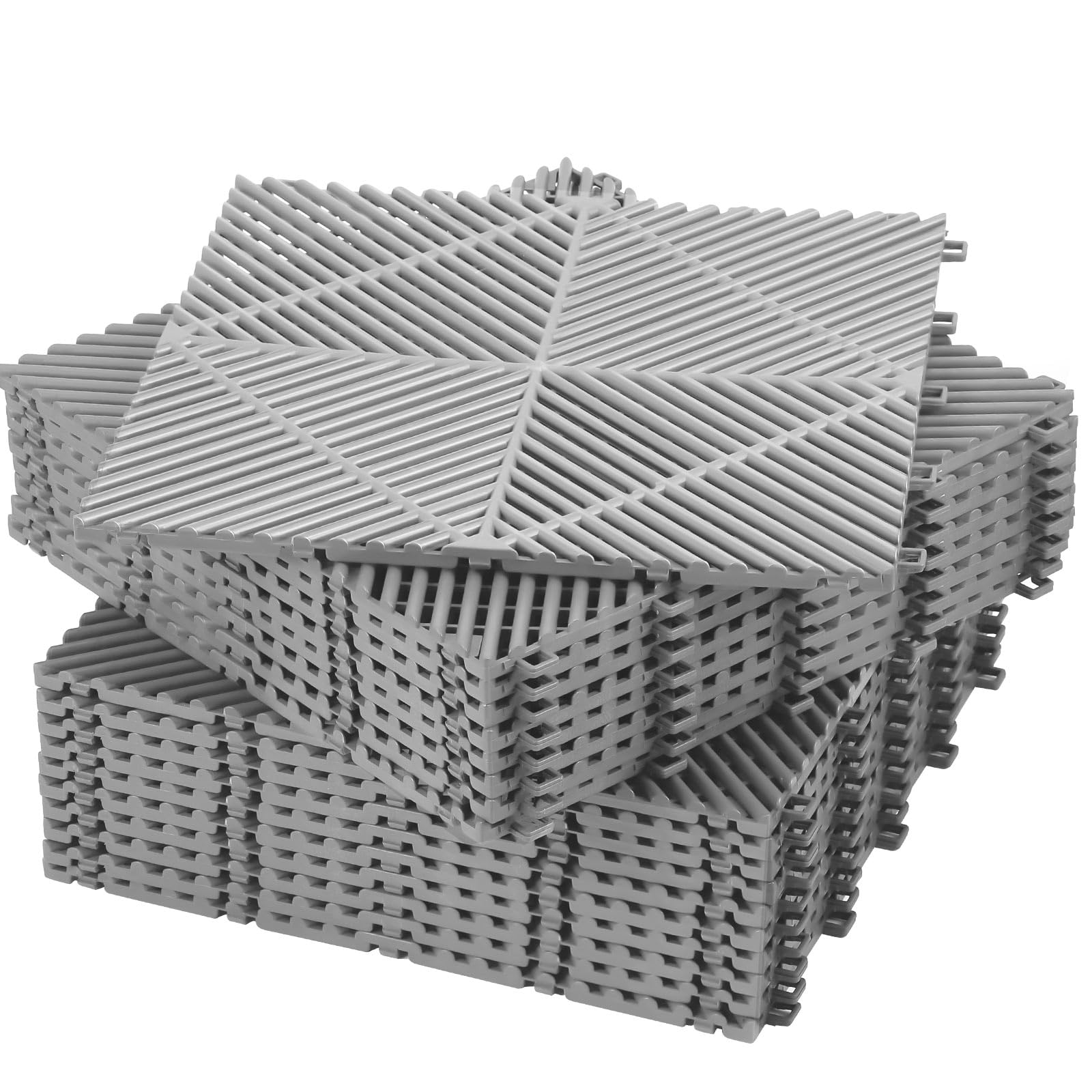 Barydat 12''x 12'' Garage Interlocking Tiles Modular Plastic Drainage Floor Tiles Bulk Garage Floor Covering for Gym Garage Flooring Trade Show Flooring Basement Tiles(Gray, 72 Pcs)