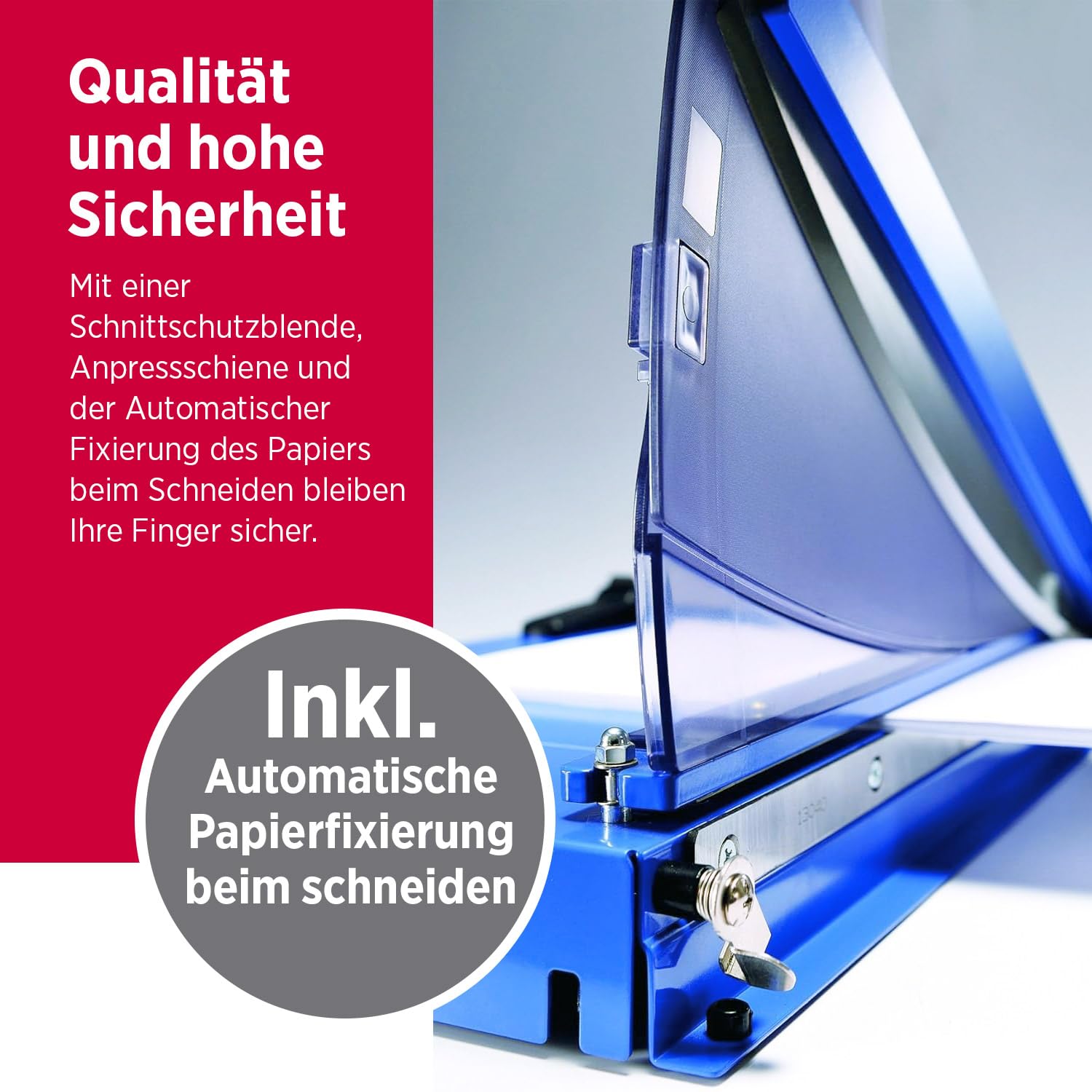Olympia G 3640 Premium Hebelschneider | hochwertiger Papierschneider A4 bis zu 40 Blatt | 360 mm Arbeitsbreite | Fingerschutz & automatische Fixierung | Papierschneidemaschine | Schneidegerät | blau