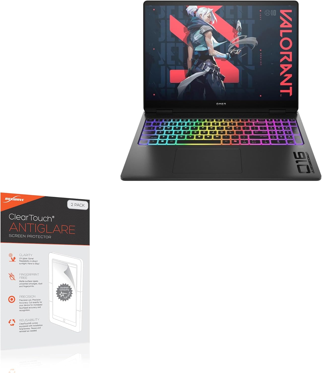 BoxWave Screen Protector Compatible with HP OMEN MAX 16 - ClearTouch Anti-Glare (2-Pack), Anti-Fingerprint Matte Film Skin