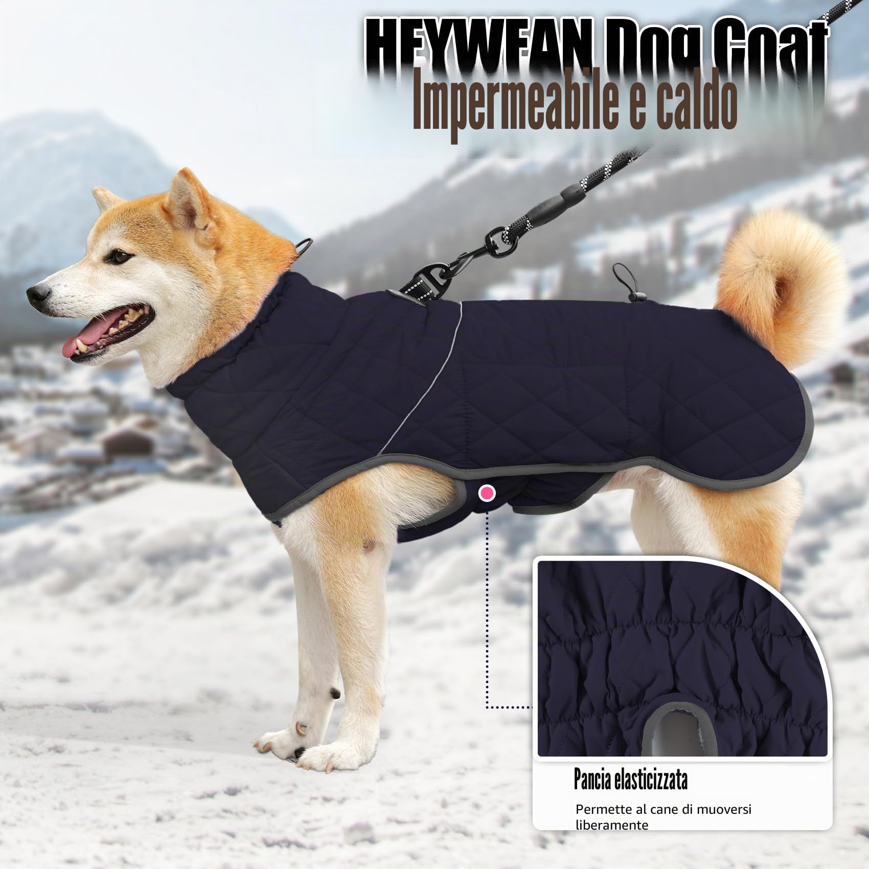 HEYWEAN Caldo cappotto per cani impermeabile Giacca invernale foderata in pile riflettente con D-Ring Cappotti e giubbotti per cani taglia piccola media grande vestiti per cani cappotto cane invernale