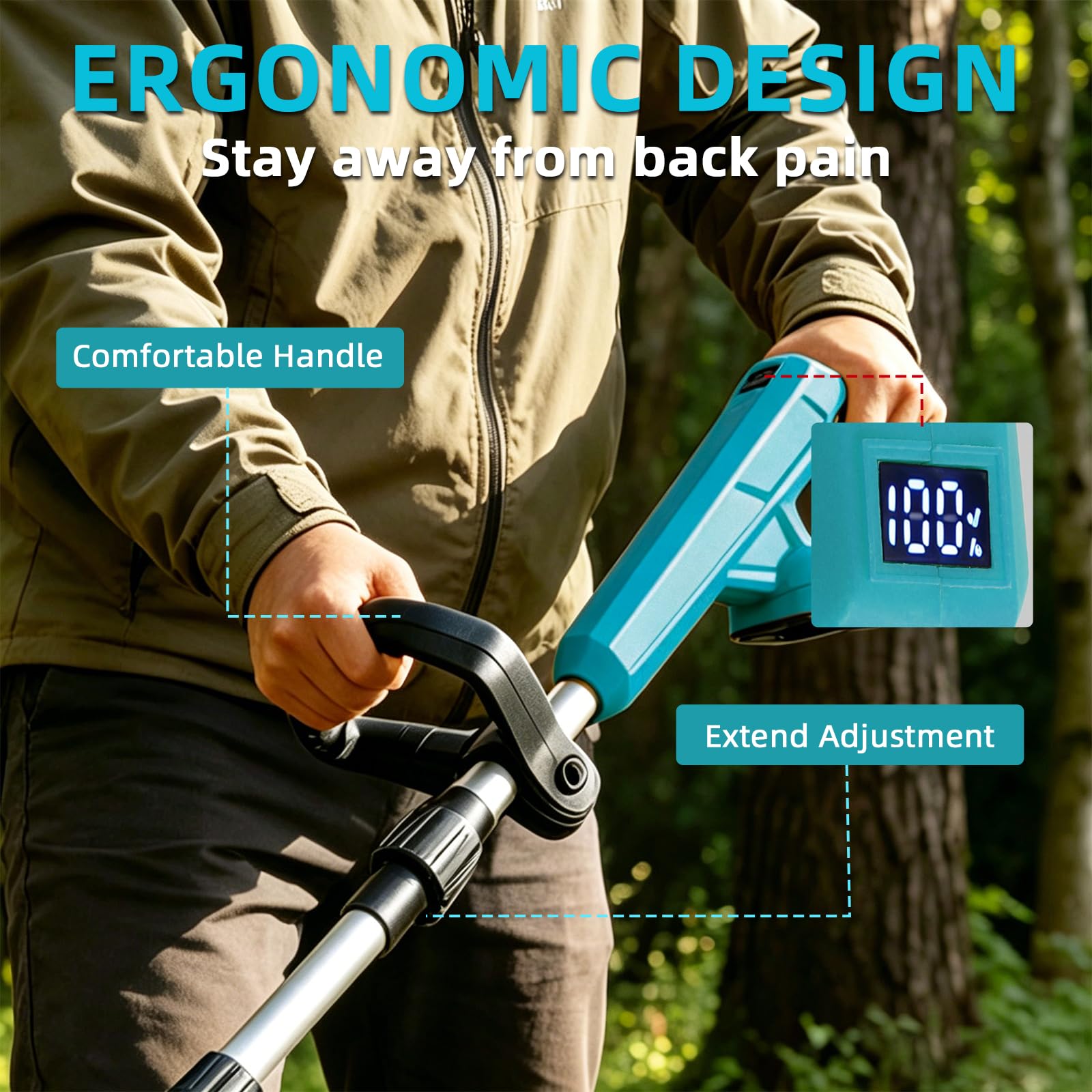 Motorizador inalámbrico, Compatible con Makita (no incluida), Profundidad de Trabajo de 17 cm, 270 RPM, Ancho de Trabajo de 22 cm