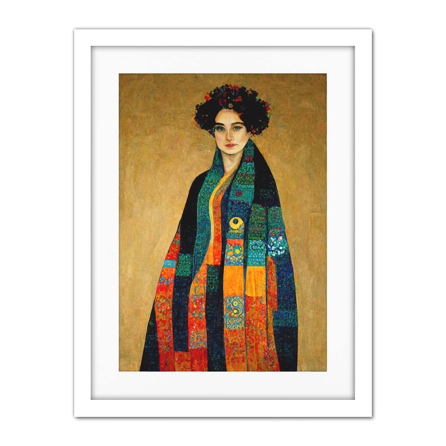 Doppelganger33 LTD Gustav Klimt Inspired Female Portrait Woman Artwork Framed Wall Art Print 18X24 Inch