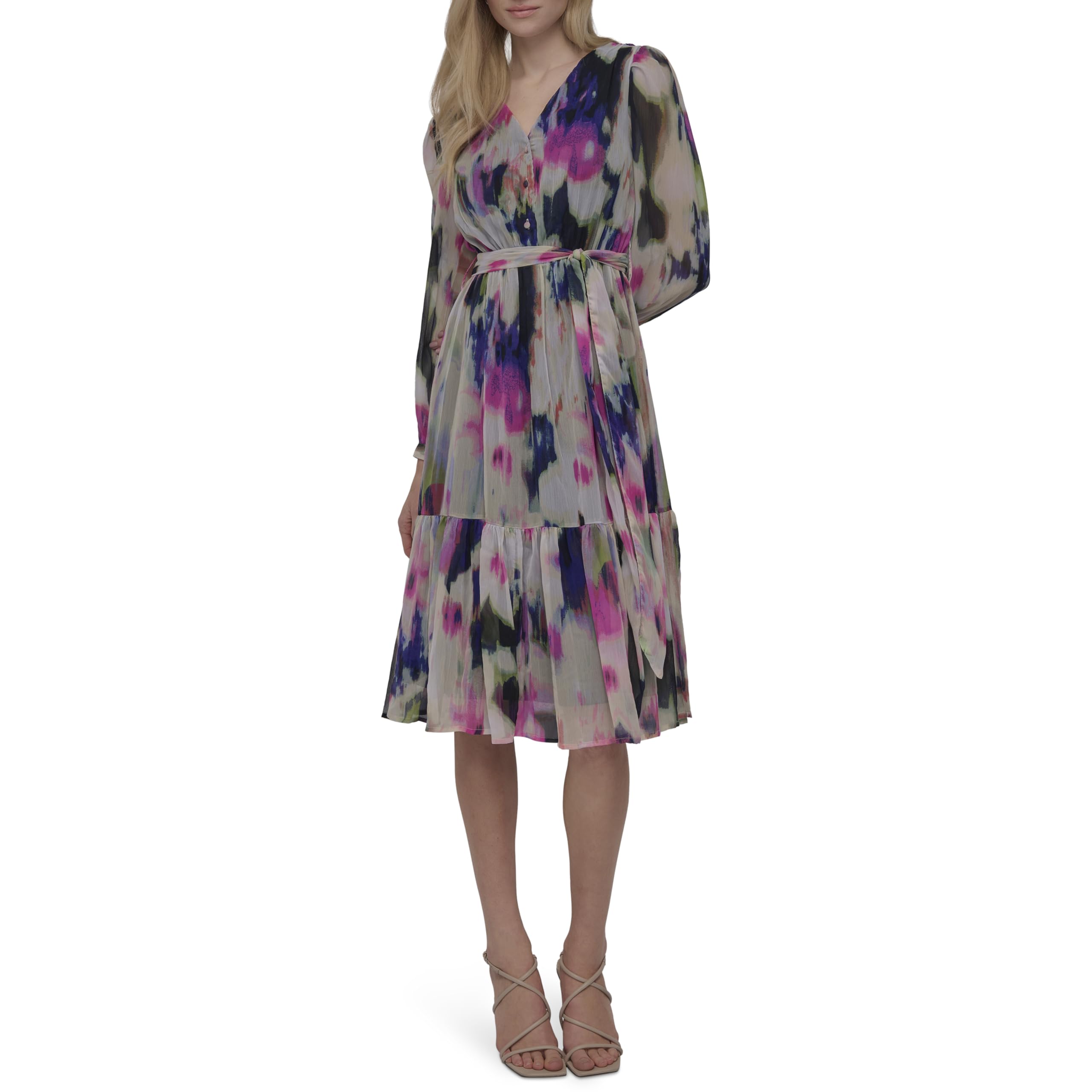 Robe midi DKNY à imprimé bleu marine du bureau aux sorties citadines