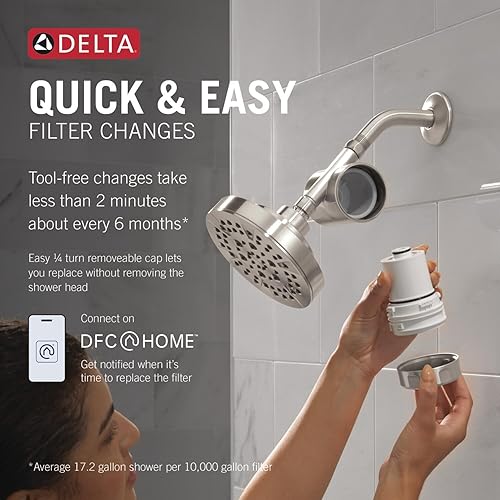 Miniatura 3 de Delta Faucet Clarifi - Filtro de ducha estándar con filtro, filtro de agua de ducha, filtro de cabezal de ducha, acero inoxidable 7SF100-SS