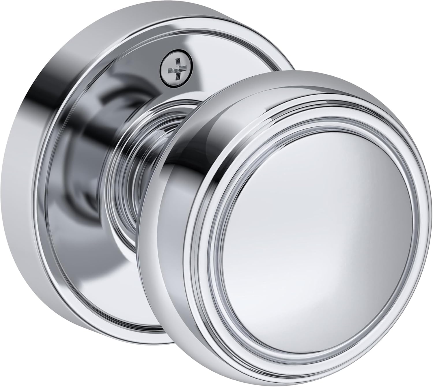 Baldwin PS.BRE.RRR Bremerton Passage Door Knob Set with Recessed Round Rose from the Reserve Collection - Lifetime Satin Brass