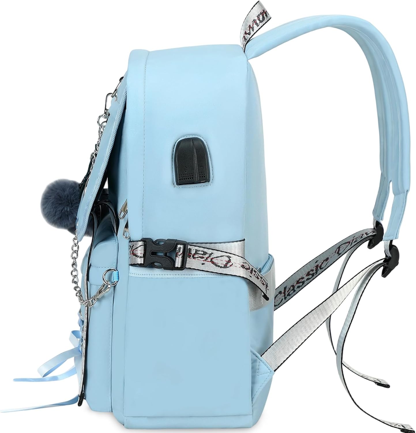 School Backpack for Girls Backpack with Lunch Box Kids Backpack Set Gothic Bookbag School Backpacks for Girls Teens (Blue) - Image 3