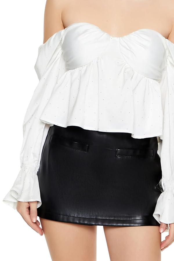 Forever 21 Women's Off-The-Shoulder Peplum Crop Top White X-Small by Forever 21 - Used condition - Image 3