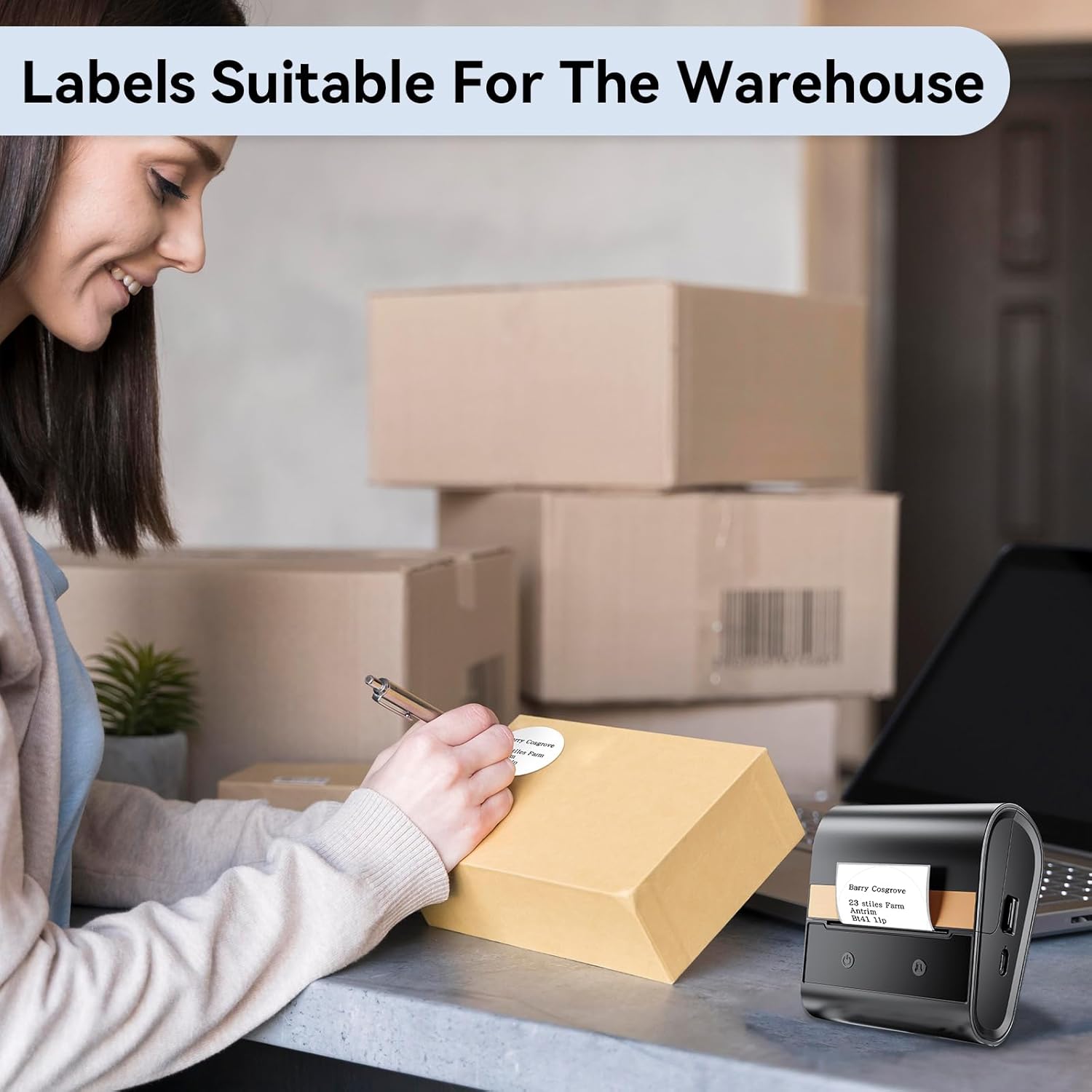 M110 Label 1.96" x 1.96" (50x50 mm), Compatible with Label Maker M110/ M100/ M220/ N20/ M120//M421/241BT/243BT, 140 Labels/Roll, Multi-Purpose Adhesive Circle Thermal Labels, Black on White - Image 5