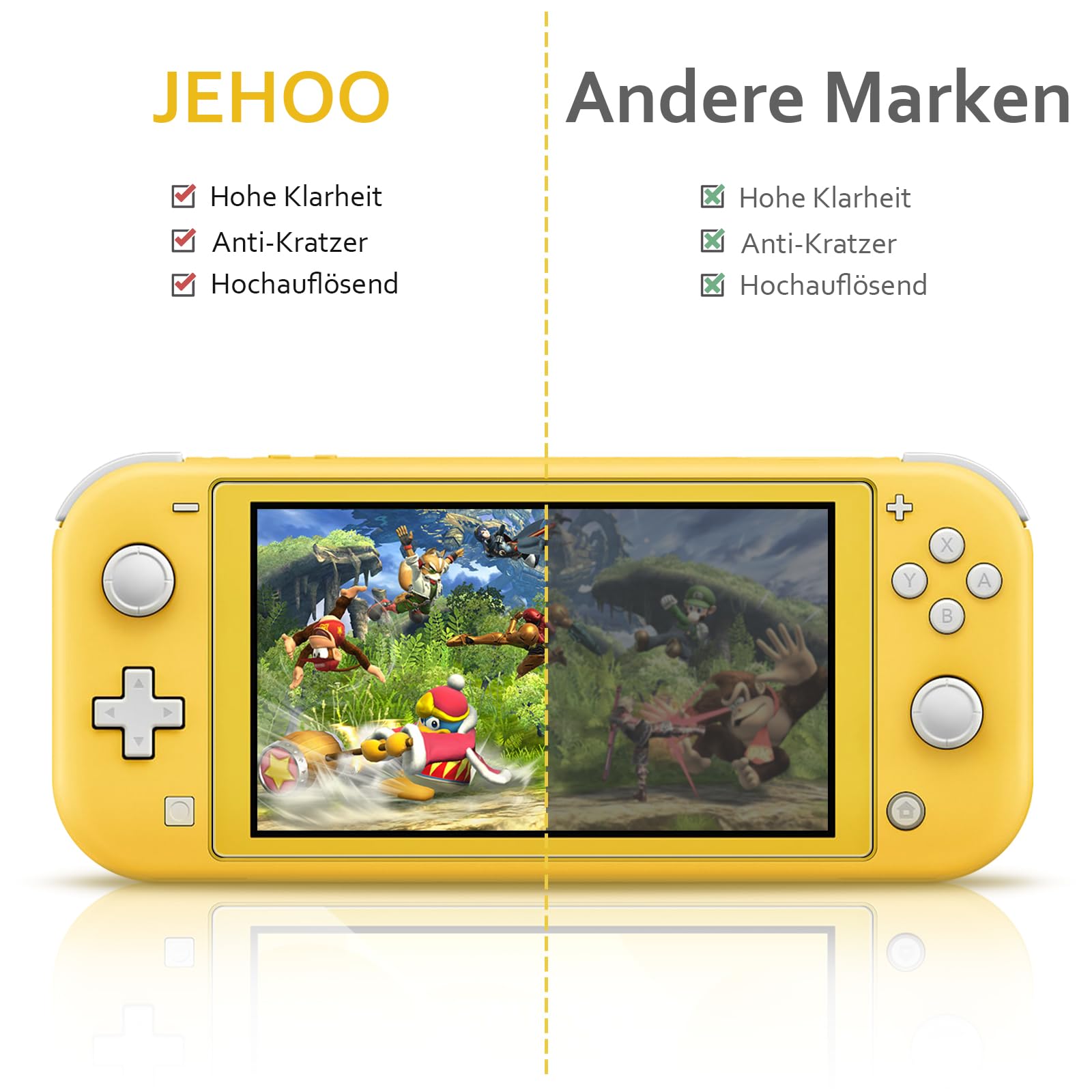 2 Pièces Verre Trempé pour Nintendo Switch Lite modèle 2019, Film de Vitre Protection d’Écran en verre trempé, Sans Bulles Ultra Résistant HD Transparent Dureté 9H Glass Anti Rayure