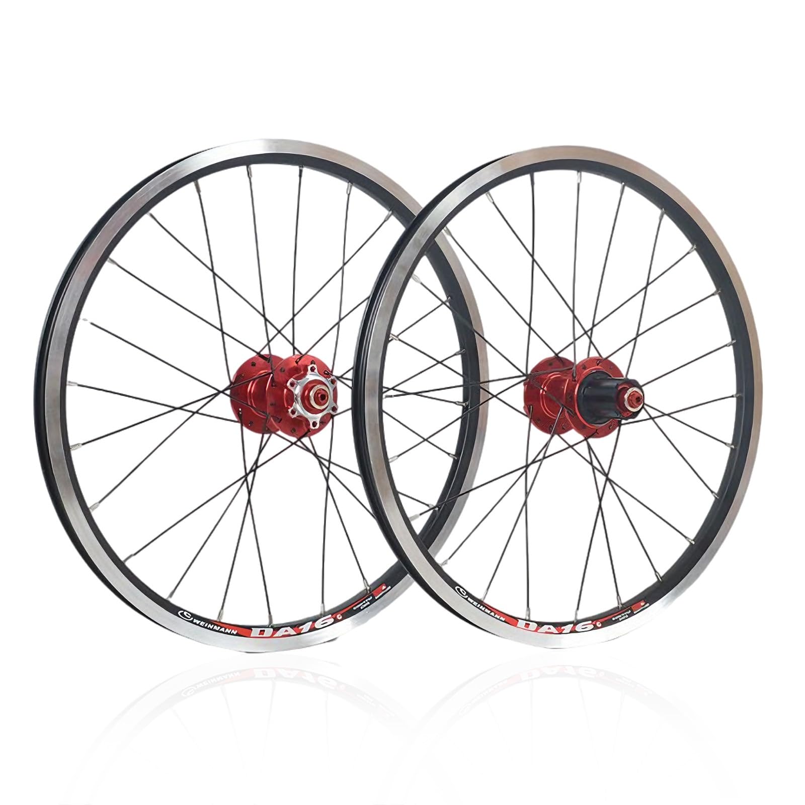 ZXGSXIOU 20in 406/451 Folding Bike Wheelset Aluminium Alloy Mountain Front Rear Rims Disc V Brake Quick Release 24H Hub For 7-11 Speed