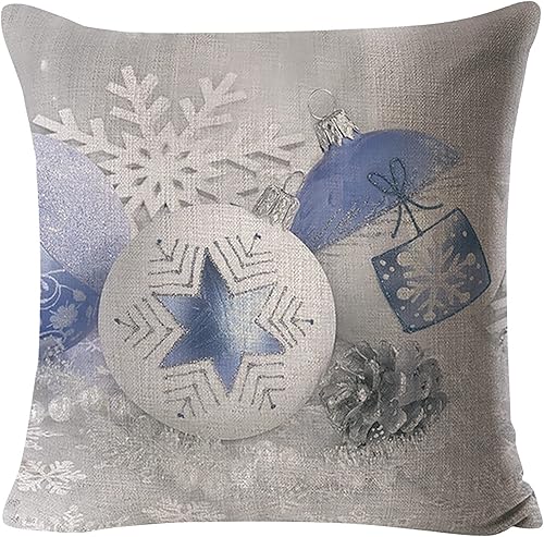 Miniatura 7 de Scceatti Fundas de almohada de Navidad con cremallera cuadrada de 18 x 18 pulgadas, funda de cojín de invierno con temática de lanzamiento funky,