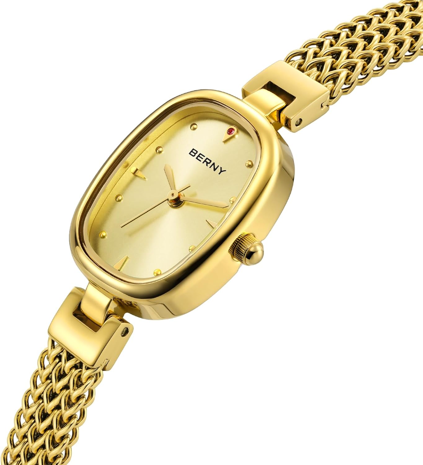BERNY Small Gold Watches for Women Waterproof Dainty Women's Wrist Watch Vintage Ladies Analog Quartz Watches for Small Wrists Stainless Steel Sunray Dial Luxury Birthday Present - Image 2