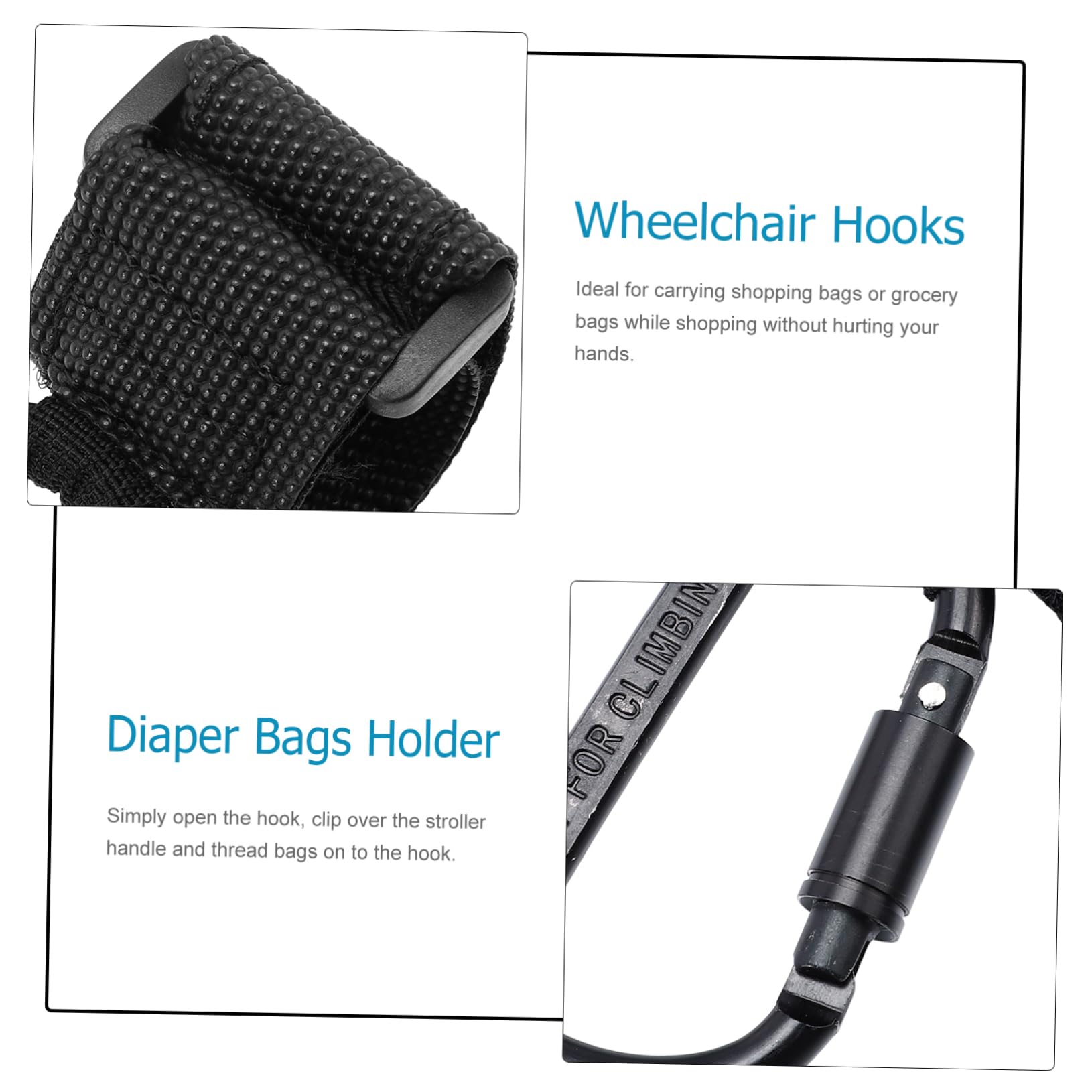 Yardwe 12 Piezas Ganchos para Carrito Colgadores Antideslizantes de Enganches Multiusos para Bolsas Cochecito Compatible con Manillares de Bicicleta y Moto Fácil Instalación