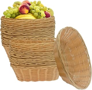 16 Pack Plastic Oval Basket, 9 x 6.3 x 2.36 Inch Wicker Bread Basket Woven Empty Gift Baskets Food Storage Basket for Family Party, Kitchen, Restaurant, Centerpiece Display