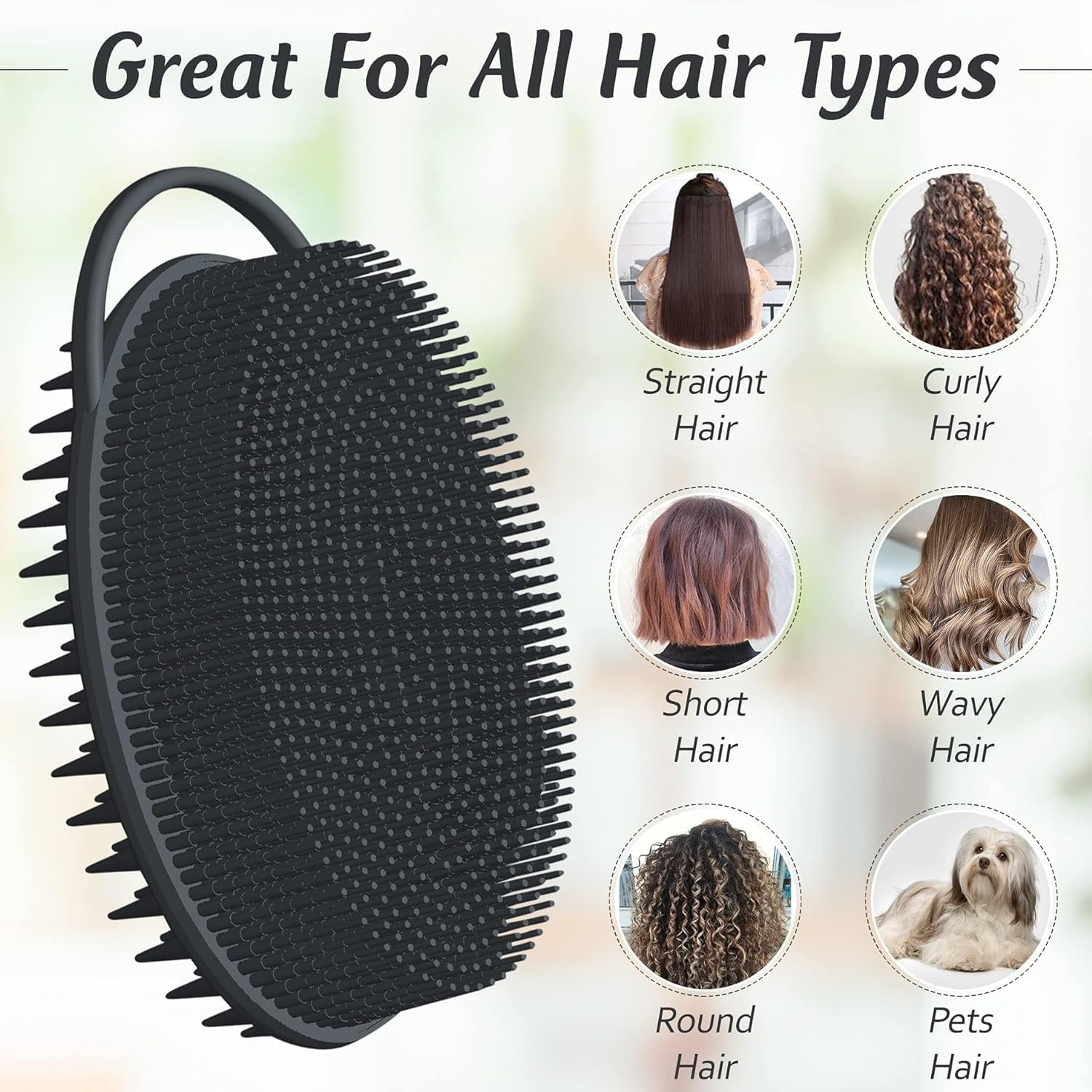 Ultra Soft 2-in-1 Body & Shampoo Brush, Exfoliating Silicone Bath Scrubber, Premium Silicone Loofah, Scalp Massager (Black, with Handle) Ultra Soft 2-in-1 Body & Shampoo Brush, Exfoliating Silicone Bath Scrubber, Premium Silicone Loofah, Scalp Massager (Black, with Handle)