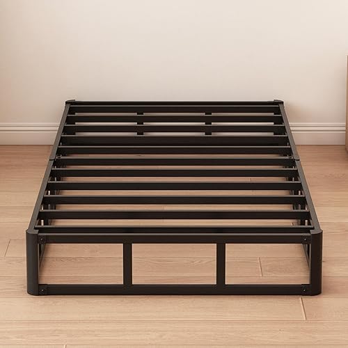 Miniatura 3 de Somier individual XL de 8 pulgadas, base de cama de metal de alto perfil individual XL con funda de tela, base de colchón resistente, fácil montaje,